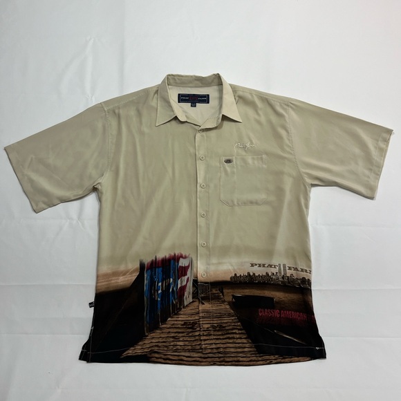 Vintage Phat Farm Short Sleeve Button Up Shirt Men’s XL All Over Print‎ Farm Y2K - Picture 1 of 11